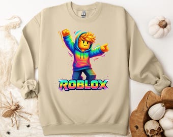 Colorful Roblox Hoodie Sweatshirt for Kids and Teens, Gamer Gift, Bright Gaming Pullover, Cool Roblox Player Outfit, Boys Girls tee