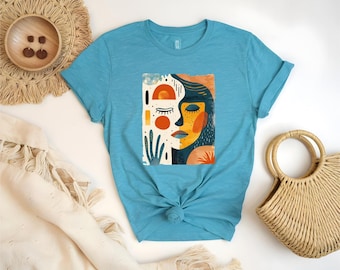 Abstract Face Shirt, Modern Art T-shirt, Abstract Art Tee, Aesthetic Shirt, Unique Graphic Tee, Art Lover Gift, Boho Shirt, Trendy Shirt