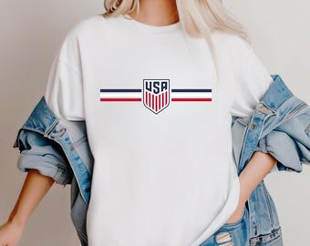 USA Soccer Comfort Colors Shirt, Crest and Stripes Sweatshirt, Football Event 2026 Fan Gift