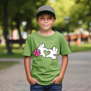 Mickey and Minnie Hands T-shirt, Disney Love Shirt, Couple Disney Tee, Disney Trip Shirt, Valentine&#39;s Day Gift, Cute Kids Shirt
