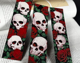 Skull & Rose Bookmarks - Gothic 3D Printed Art, Set of 3