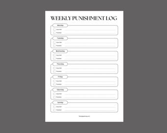 DIGITAL: Printable Weekly Punishment Log – Spanking Tracker | BDSM Behavior Journal PDF | Submissive Discipline Tracker | Kink Routine Tool
