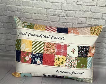 16 x 12 inch Patchwork Pillow, Quilted Pillow Cover, Handmade Pillow