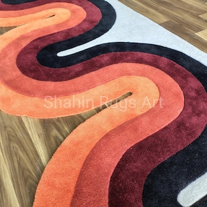 Melting Orange Runner Hand Getufteter Teppich für Wohnzimmer Eingangsbereich Schlafzimmer Treppen, Hochwertiger Teppich für Wohnkultur Kinderzimmer Unregelmäßige Form Teppiche