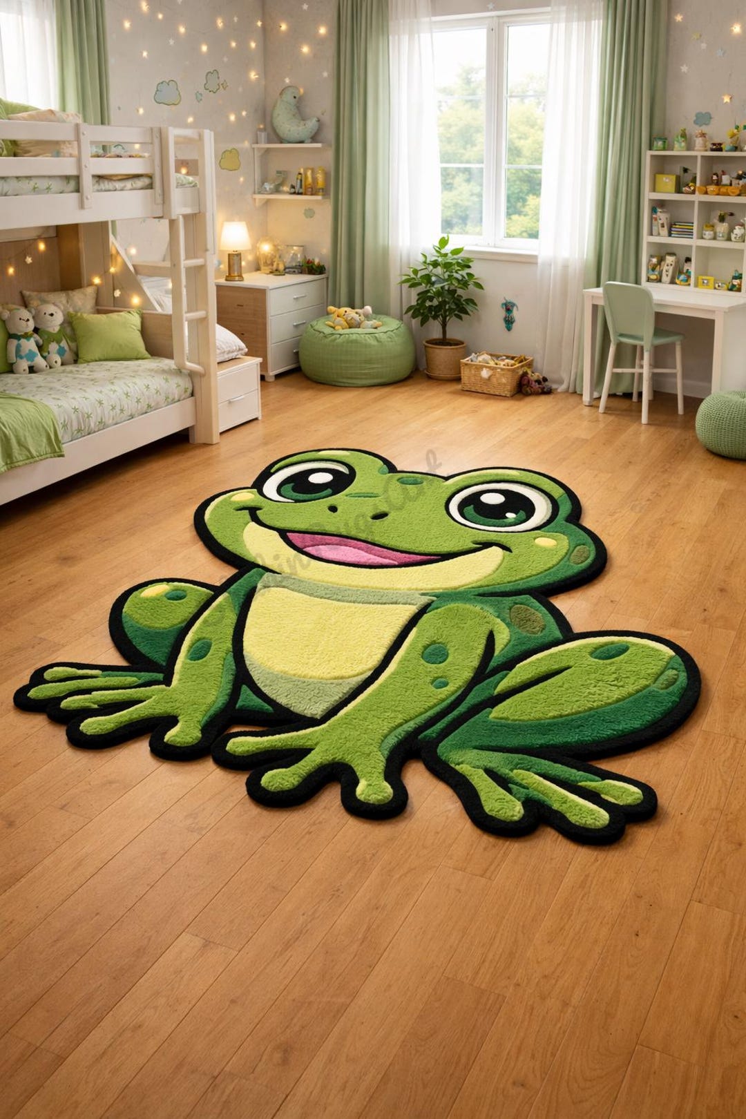 Frog Rugs Handmade Tufted Frog Rug - Cute Green Frog Shaped Area Rug for Kids ...