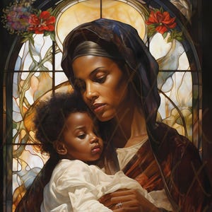 African American Virgin Mary Files, Black Virgin Mary Wall Art JPG, Black Mother Of Christ, Madonna Poster, Black Virgin Mary Digital File