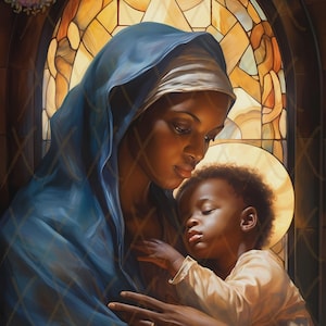 African American Virgin Mary Prints, Black Virgin Mary Wall Art, Black Mother Of Christ, Madonna Poster, Black Virgin Mary Digital Files