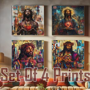 Set of 4 African American Jesus Art Prints, Vibrant Christian Wall Art, Black Jesus Prints, Afrocentric Christian Decor, Black Christ Prints