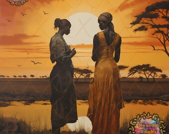 Arte africano, arte mural africano, arte afrocéntrico, decoración mural africana, arte inspirado en África, arte digital africano descargable, arte mural nubio.
