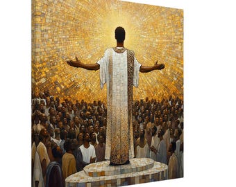 Black Jesus Teaching Canvas Art, Brown Skin Jesus Wall Art, Christian Wall Art, African American Jesus Preaching Canvas, Black Jesus Art