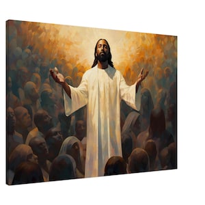 Schwarzer Jesus unterrichten Leinwandkunst, braune Haut Jesus Wandkunst, christliche Wandkunst, Afroamerikaner Jesus predigen Leinwand, schwarze Jesus Kunst