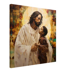 Schwarze Jesus Leinwand Kunstwerk, Religiöses Wanddekor, Christliche Wandkunst, Afroamerikaner Jesus, Schwarze Christliche Kunst, Afrocentric Kunstdekor