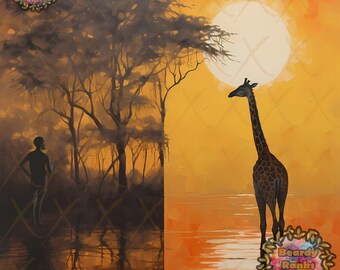 Arte africano, arte mural africano, arte afrocéntrico, decoración mural africana, arte inspirado en África, arte digital africano descargable, arte mural nubio.