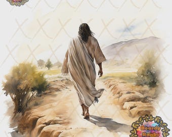 Jesus Walking Into The Wilderness, Religious Wall Decor, Christian Artwork, African American Jesus, Black Christian Art, Afrocentric Artwork