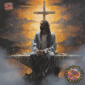 Black Jesus and Cross Print, Brown Jesus Wall Art Print, Christian Artwork, African American Jesus, Black Christian Art, Afrocentric Artwork
