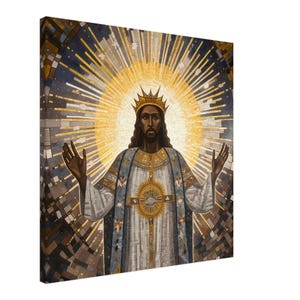 Schwarze Jesus Leinwand Kunstwerk, Religiöses Wanddekor, Christliche Wandkunst, Afroamerikaner Jesus, Schwarze Christliche Kunst, Afrocentric Kunstdekor