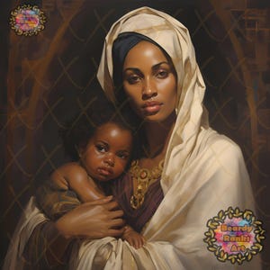 African American Virgin Mary and Baby Jesus, Black Virgin Mary Wall Art JPG, Black Mother Of Christ, Black Madonna Poster, Black Virgin Mary