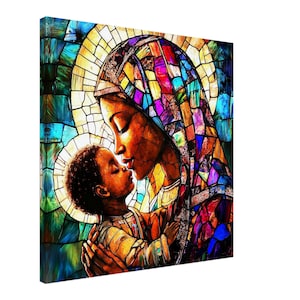African American Virgin Mary and Baby Jesus, Black Virgin Mary Wall Art JPG, Black Mother Of Christ, Black Madonna Poster, Black Virgin Mary
