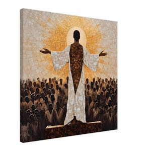 Schwarzer Jesus unterrichten Leinwandkunst, braune Haut Jesus Wandkunst, christliche Wandkunst, Afroamerikaner Jesus predigen Leinwand, schwarze Jesus Kunst