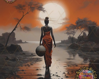 Arte africano, arte mural africano, arte afrocéntrico, decoración mural africana, arte inspirado en África, arte digital africano descargable, arte mural nubio.