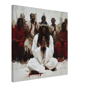 Betende schwarze Jesus Leinwand Wandkunstwerk, schwarze Jesus Wanddekoration, christliche Wandkunst, Afroamerikaner Jesus, schwarze Christus Leinwandkunst,