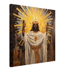 Schwarze Jesus Leinwand Kunstwerk, Religiöses Wanddekor, Christliche Wandkunst, Afroamerikaner Jesus, Schwarze Christliche Kunst, Afrocentric Kunstdekor
