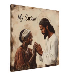 Black Jesus Loves Canvas Wall Art, Religious Wall Art, Christian Wall Artwork, African American Christ, Black Christian Art, Afrocentric Art