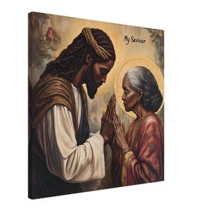 Black Jesus Loves Canvas Wall Art, Religious Wall Art, Christian Wall Artwork, African American Christ, Black Christian Art, Afrocentric Art