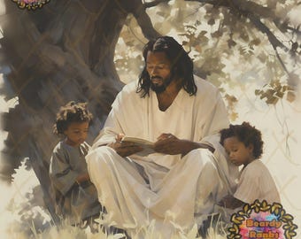 Black Jesus Teaching Prints, Brown Skin Jesus Prints, African American Jesus, Black Christian Art, Afrocentric Art, Dark Skin Jesus Prints