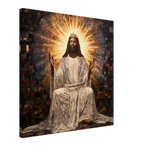 Schwarze Jesus Leinwand Kunstwerk, Religiöses Wanddekor, Christliche Wandkunst, Afroamerikaner Jesus, Schwarze Christliche Kunst, Afrocentric Kunstdekor