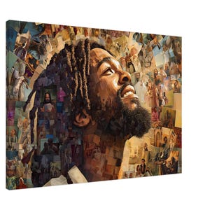 Schwarzer Jesus-Mosaik-Collage-Leinwandkunst, Afroamerikaner-Christus-Wandkunst, schwarzer Jesus-Collage-Wandkunst, Afroamerikaner-Jesus-Wandkunst
