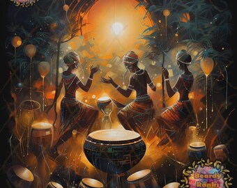 Arte africano, arte mural africano, arte afrocéntrico, decoración mural africana, arte inspirado en África, arte digital africano descargable, arte mural nubio.