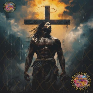Black Jesus and Cross Print, Brown Jesus Wall Art Print, Christian Artwork, African American Jesus, Black Christian Art, Afrocentric Artwork