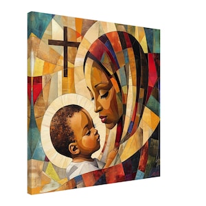 African American Virgin Mary and Baby Jesus, Black Virgin Mary Wall Art JPG, Black Mother Of Christ, Black Madonna Poster, Black Virgin Mary