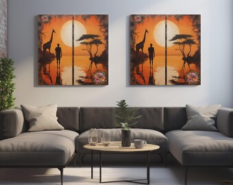 Arte africano, arte mural africano, arte afrocéntrico, decoración mural africana, arte inspirado en África, arte digital africano descargable, arte mural nubio.