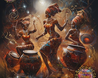 Arte africano, arte mural africano, arte afrocéntrico, decoración mural africana, arte inspirado en África, arte digital africano descargable, arte mural nubio.