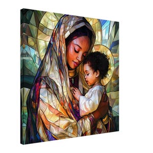 African American Virgin Mary and Baby Jesus, Black Virgin Mary Wall Art JPG, Black Mother Of Christ, Black Madonna Poster, Black Virgin Mary