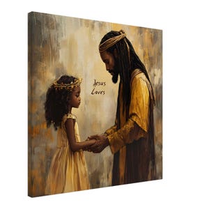 Black Jesus Loves Canvas Wall Art, Religious Wall Art, Christian Wall Artwork, African American Christ, Black Christian Art, Afrocentric Art