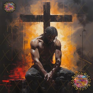 Black Jesus and Cross Print, Brown Jesus Wall Art Print, Christian Artwork, African American Jesus, Black Christian Art, Afrocentric Artwork