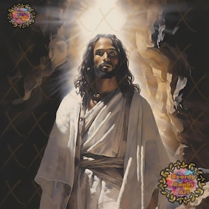 Black Jesus Christ Leaving the Tomb, Religious Wall Decor, Christian Artwork, African American Jesus, Black Christian Art, Afrocentric Art