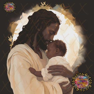 3 Brown Jesus and Little Baby Prints, Christian Artwork, African American Jesus, Black Christian Art, Black Jesus, Jesus and Children Prints