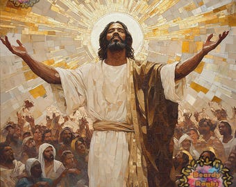 Black Jesus Carrying Cross Prints, Brown Skin Jesus Wall Art, Christian Wall Art, African American Jesus, Black Christian Art, Black Church