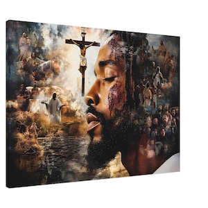 Schwarzer Jesus-Mosaik-Collage-Leinwandkunst, Afroamerikaner-Christus-Wandkunst, schwarzer Jesus-Collage-Wandkunst, Afroamerikaner-Jesus-Wandkunst