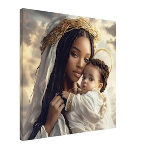 African American Virgin Mary and Baby Jesus, Black Virgin Mary Wall Art JPG, Black Mother Of Christ, Black Madonna Poster, Black Virgin Mary