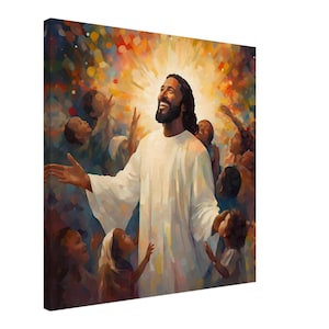 Schwarze Jesus Leinwand Kunstwerk, Religiöses Wanddekor, Christliche Wandkunst, Afroamerikaner Jesus, Schwarze Christliche Kunst, Afrocentric Kunstdekor