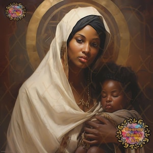 African American Virgin Mary and Baby Jesus, Black Virgin Mary Wall Art JPG, Black Mother Of Christ, Black Madonna Poster, Black Virgin Mary