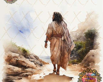 Jesus Walking Into The Wilderness, Religious Wall Decor, Christian Artwork, African American Jesus, Black Christian Art, Afrocentric Artwork