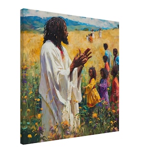 Schwarze Jesus Leinwand Kunstwerk, Religiöses Wanddekor, Christliche Wandkunst, Afroamerikaner Jesus, Schwarze Christliche Kunst, Afrocentric Kunstdekor