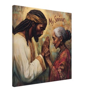 Black Jesus Loves Canvas Wall Art, Religious Wall Art, Christian Wall Artwork, African American Christ, Black Christian Art, Afrocentric Art