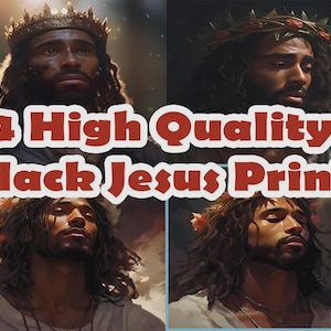 Black Jesus with Thorn Crown, Religious Wall Decor, Christian Artwork, African American Jesus, Black Christian Art, Afrocentric Art Decor
